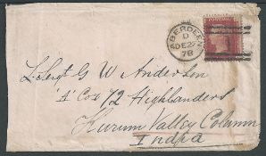 Afghanistan / G.B. Military 1878 Cover (some staining) from Aberdeen to a soldier with the Kurrum...