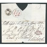 G.B. - Scotland 1839 Entire to Edinburgh backstopped by "KETTLE/(crown)/P.O." mailbag seal. A scarc