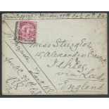 Cape of Good Hope 1897 Cover from Cape Town to England franked at the soldier's 1d concession rate