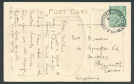 G.B. - Greenock & Ardrishaig Packet 1916 (May 11) Picture postcard to Plymouth with KGV 1/2d tied by