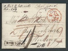G.B. - London 1810 Entire letter from London to Bannockburn prepaid 2/2 but then endorsed "a bad 1/-