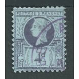 G.B. - Surface Printed / Forgeries 1887 4d Purple on blue paper, perf 11 forgery on unwatermarked pa