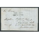 Bahamas 1855 Entire letter from New York addressed to "Stephen Dillet Esq, Nassau N.P., care of F. J
