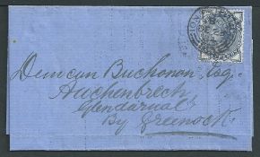 G.B. - Greenock & Ardrishaig Packet 1884 (Dec 23) Poor Law assessment form with a 1d receipt stamp i