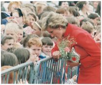 Royalty Princess of Wales, Princess Diana Official Press Photograph Princess Diana talking to small