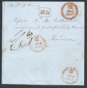 G.B. - Ship Letters / London 1852 Entire from France to London, endorsed "Bill of Landing" and addre
