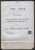 Fiji / New Hebrides 1891 Printed time table of steamers from Sydney to Fiji, New Caledonia and the N