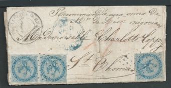 French Colonies - Guadeloupe 1868 (Feb. 27) Entire letter to St. Thomas with French Colonies