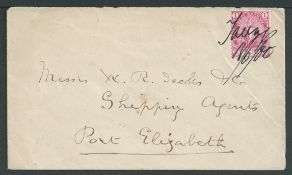 Bechuanaland 1900 Cover to Port Elizabeth with Cape 1d cancelled by "Taungs 18/6/00"