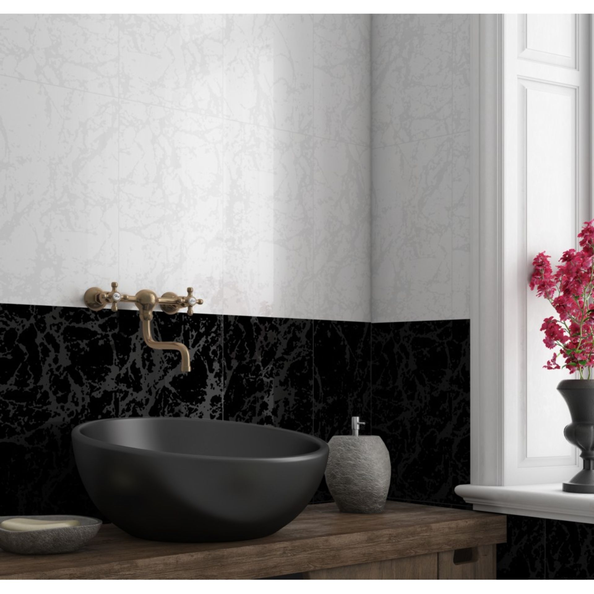 NEW 11.34M2 Ubeda Black Floor and Wall Tiles. 450x450mm per tile, 1.62m2 per pack. 8.7mm thick....