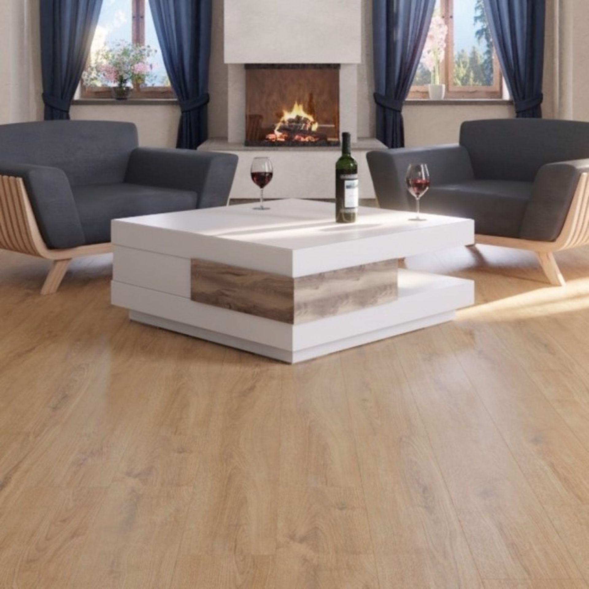 14.34m2 LAMINATE FLOORING SUMMER NATURAL OAK. With a warming natural oak tone, this floor is pe...