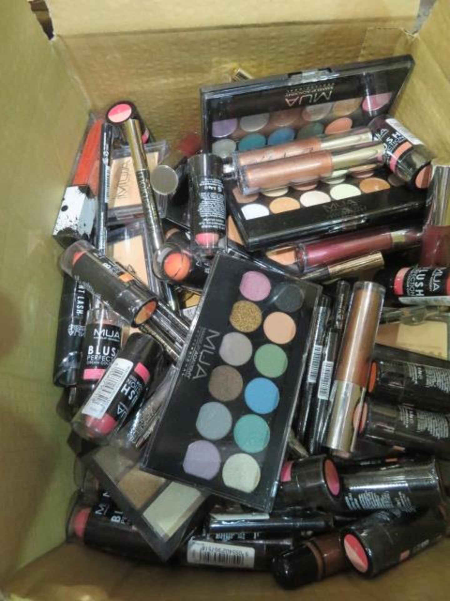 Circa. 200 items of various new make up acadamy make up to include: blush perfection, eyeshadow...