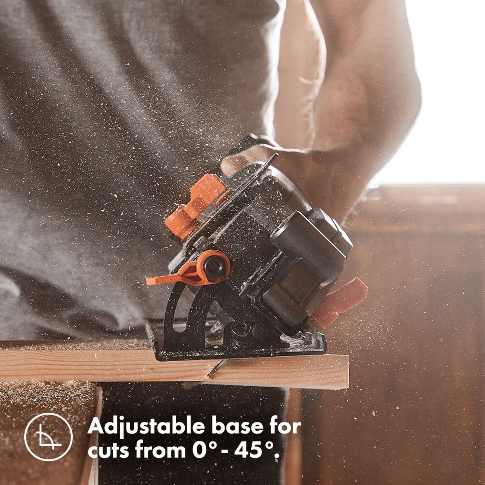 (K20) E-Series Cordless Circular Saw Make bevel angle cuts and joint cuts in MDF, hardwood a... - Image 2 of 3