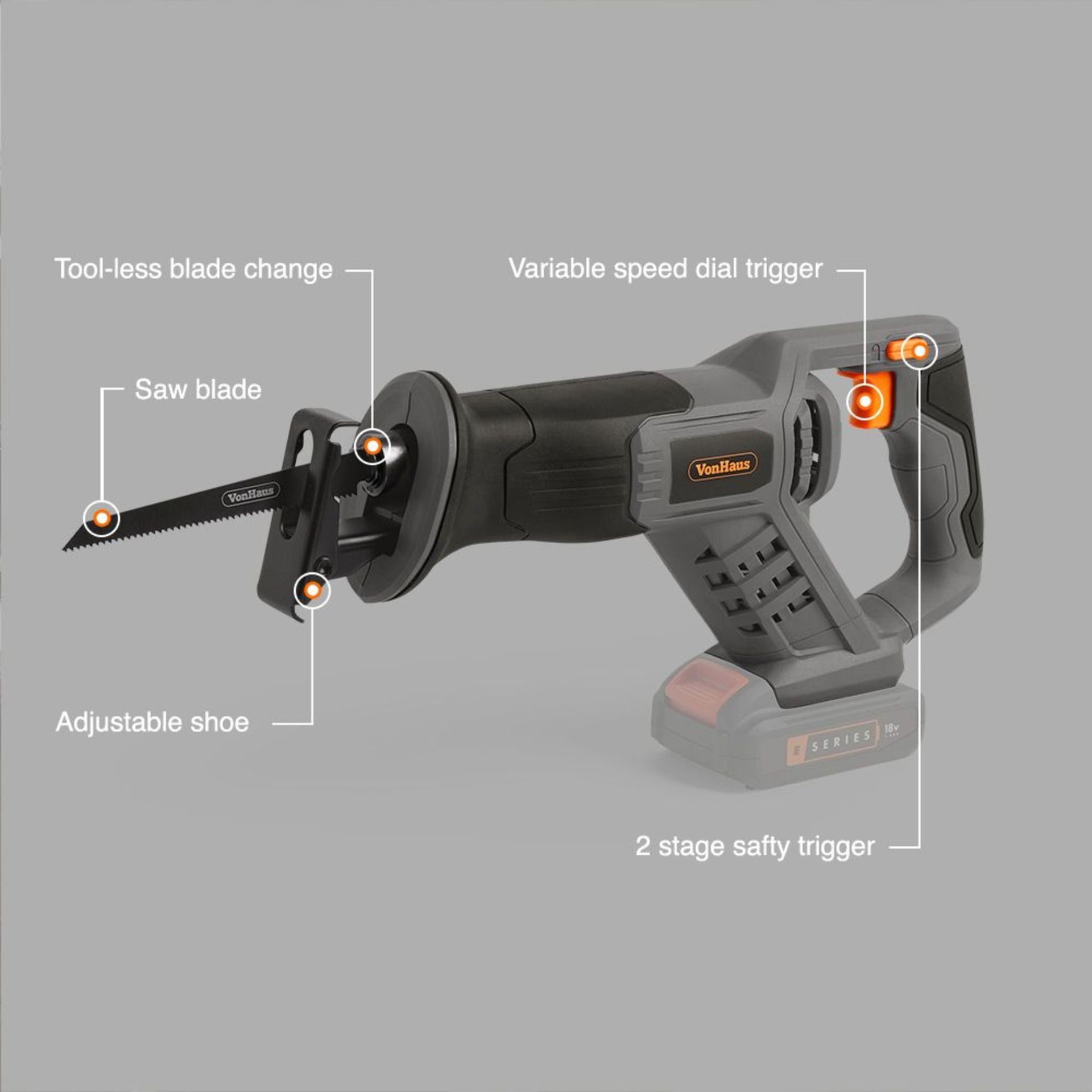 (K24) E-Series Cordless Reciprocating Saw Cordless for outdoor/indoor use. 3000SPM operating... - Image 2 of 2