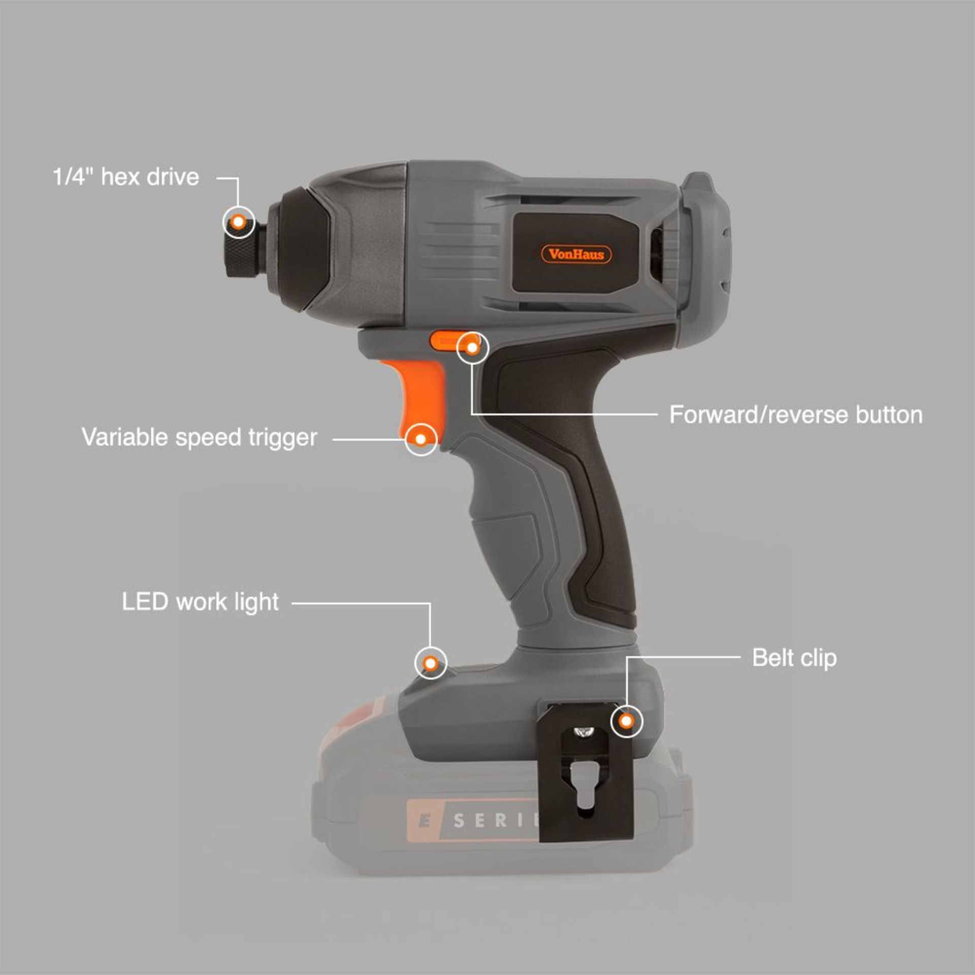 (K19) E-Series 18V Cordless Impact Drill Driver Cordless tool delivers a rotational force fo... - Image 2 of 2