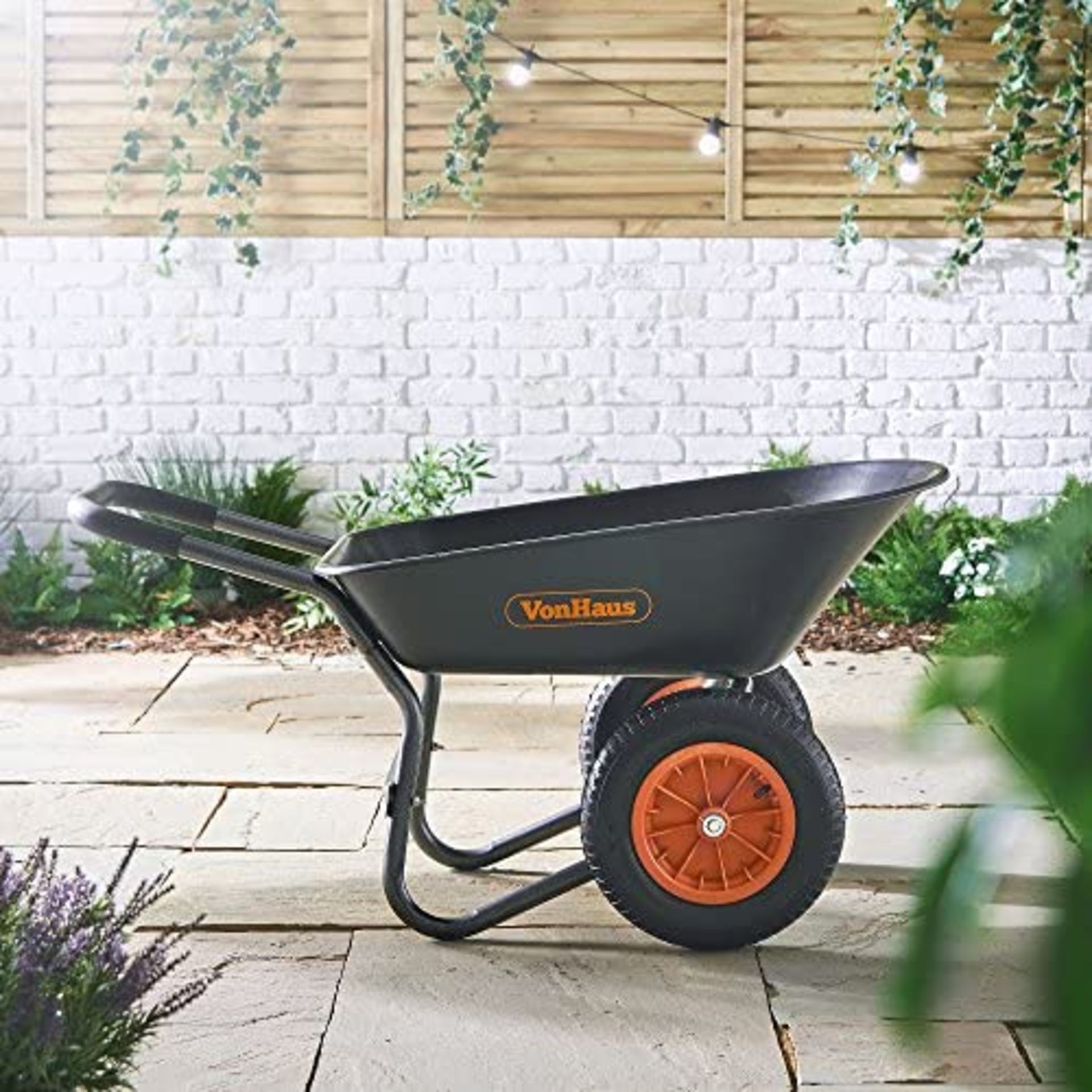 (JH1) 78L Wheelbarrow – Two Wheeled Pneumatic Tyre Heavy Duty Garden Tool/Waste Transportati...