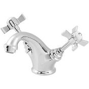 (AQ9) Bynea 2 lever Chrome-plated Traditional Basin Mono mixer Tap. This contemporary style chr...