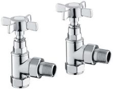 Traditional Chrome Angled Radiator Valves 15mm Central Heating Taps RA04A. Standard 15mm Pipe...