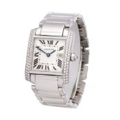 Cartier Tank Francaise WE1018S3 or 2491 Ladies White Gold Diamond Watch