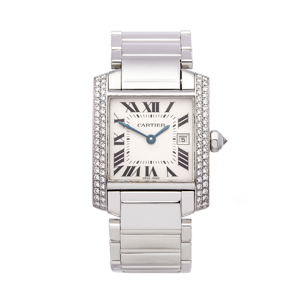 Cartier Tank Francaise WE1018S3 or 2491 Ladies White Gold Diamond Watch - Image 9 of 9