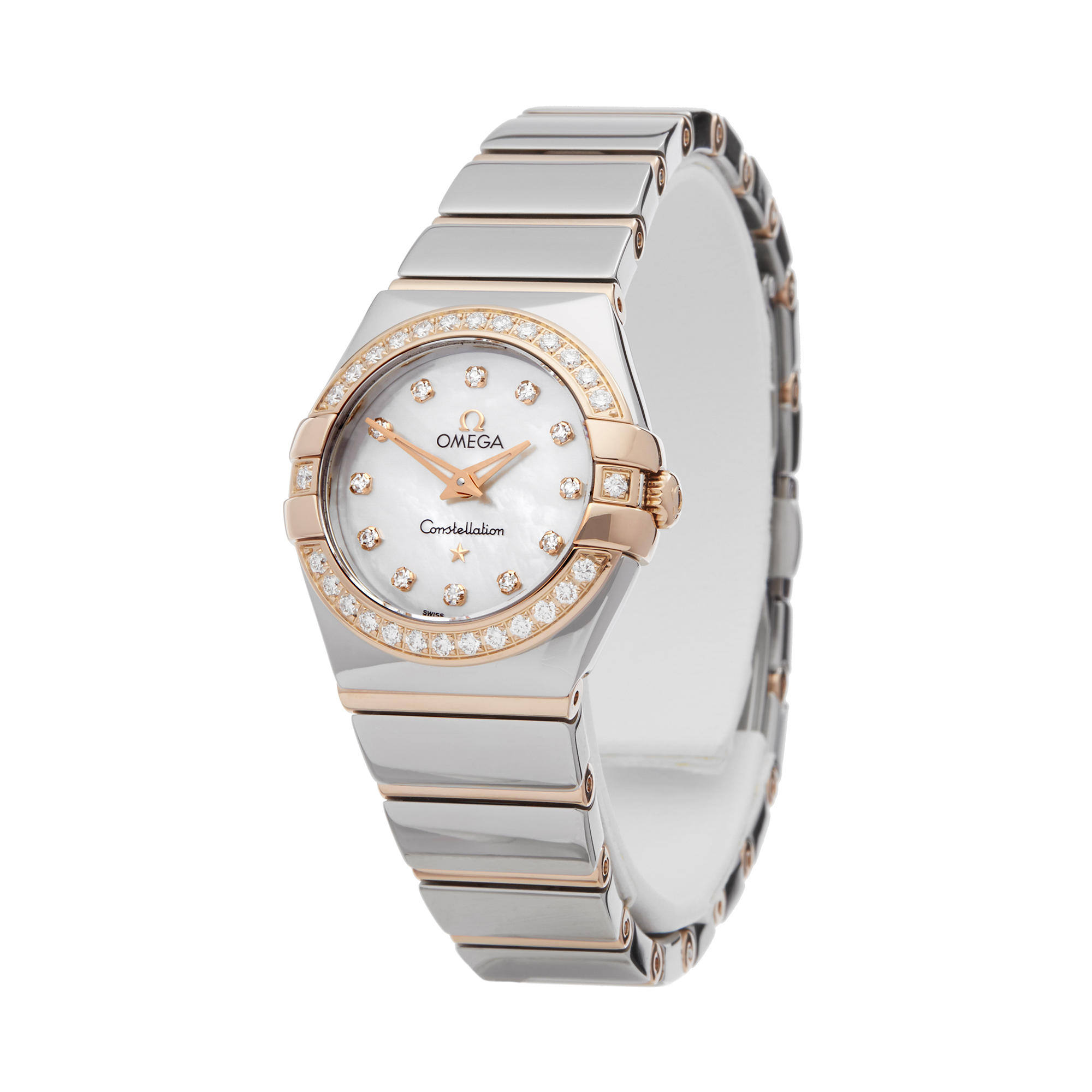 Omega Constellation 123.25.24.60.55.005 Ladies Stainless Steel & Rose Gold Diamond Mother Of Pearl