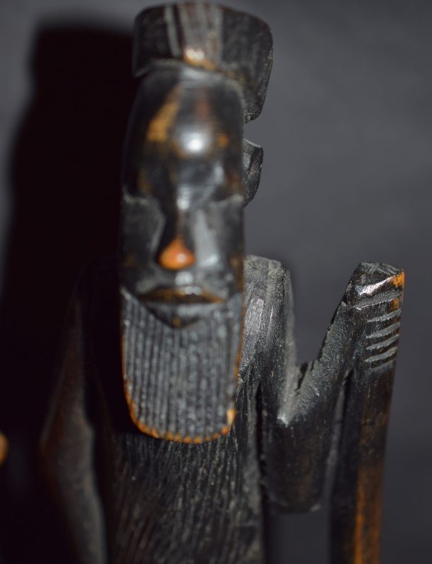 Two African Wood Carvings Of Man With Stick, Woman With Pot - Image 3 of 3