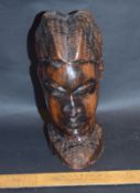 Small Carved African Wooden Head Of Female