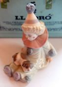 Limited Edition Lladro Clown Figure With Puppy