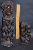 Pair Of Carved African Figures One Tall One Short
