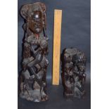 Pair Of Carved African Figures One Tall One Short