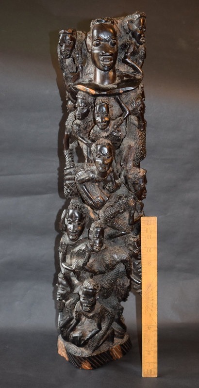 Tall Wooden Carving Of Tower Of Figures