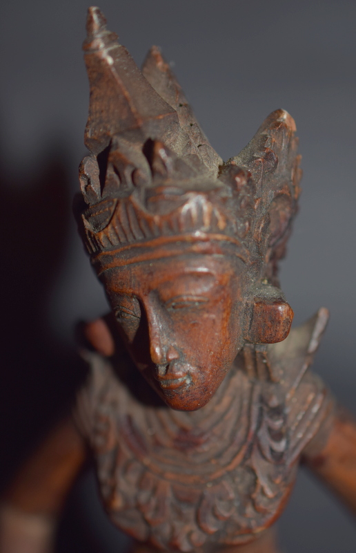 Asian Deity Wood Carving And Candle Holder - Image 2 of 3