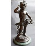 Large Bronze Putti Style Figure With Harvest