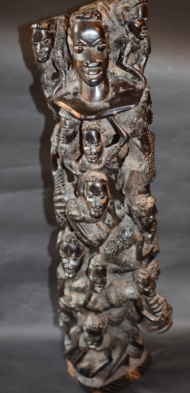 Tall Wooden Carving Of Tower Of Figures - Image 2 of 4