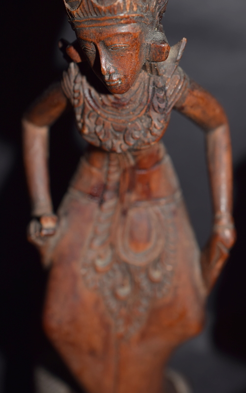 Asian Deity Wood Carving And Candle Holder - Image 3 of 3