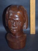 Lovely African Wood Carving Of A Woman's Head