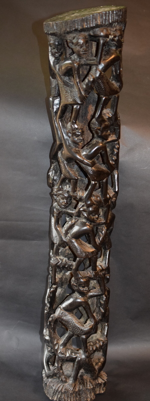 Tall Wooden Carving Of Tower Of Figures - Image 2 of 4