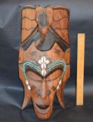Large Wooden Face Mask Embellished With Shells