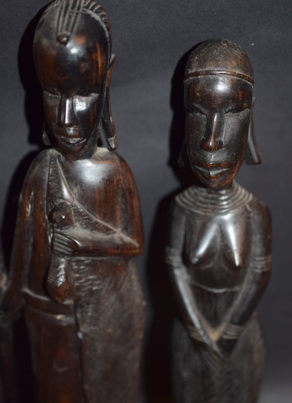 Set Of 4 Tall African Wood Carvings - Image 3 of 3