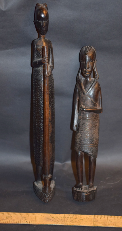 Pair Of Thin African Wooden Carved Figures