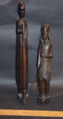 Pair Of Thin African Wooden Carved Figures