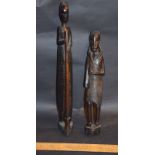 Pair Of Thin African Wooden Carved Figures