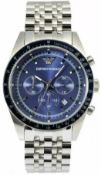 Emporio Armani Ar6072 Men's Tazio Blue Dial Silver Bracelet Chronograph Watch