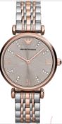 Emporio Armani Ar1840 Two Toned Silver & Rose Gold Women's Watch