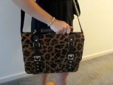 Brand New Ht London Large Satchel/Briefcase Leopard Print Rrp £29.99