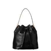 Orla Kiely Punched Stem Leather Large Duffle Bag Black (#28)