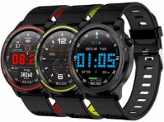 L8 Blood Pressure, Oxygen, Heart Rate Monitor, Bt4.0 Ip68 Smart Watch - Grey/Black Strap