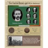 Eamonn Ceannt Easter Rising Original Penny Coin Birth & Death Metal Montage