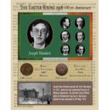 Joseph Plunkett Easter Rising Original Penny Coin Birth & Death Metal Montage