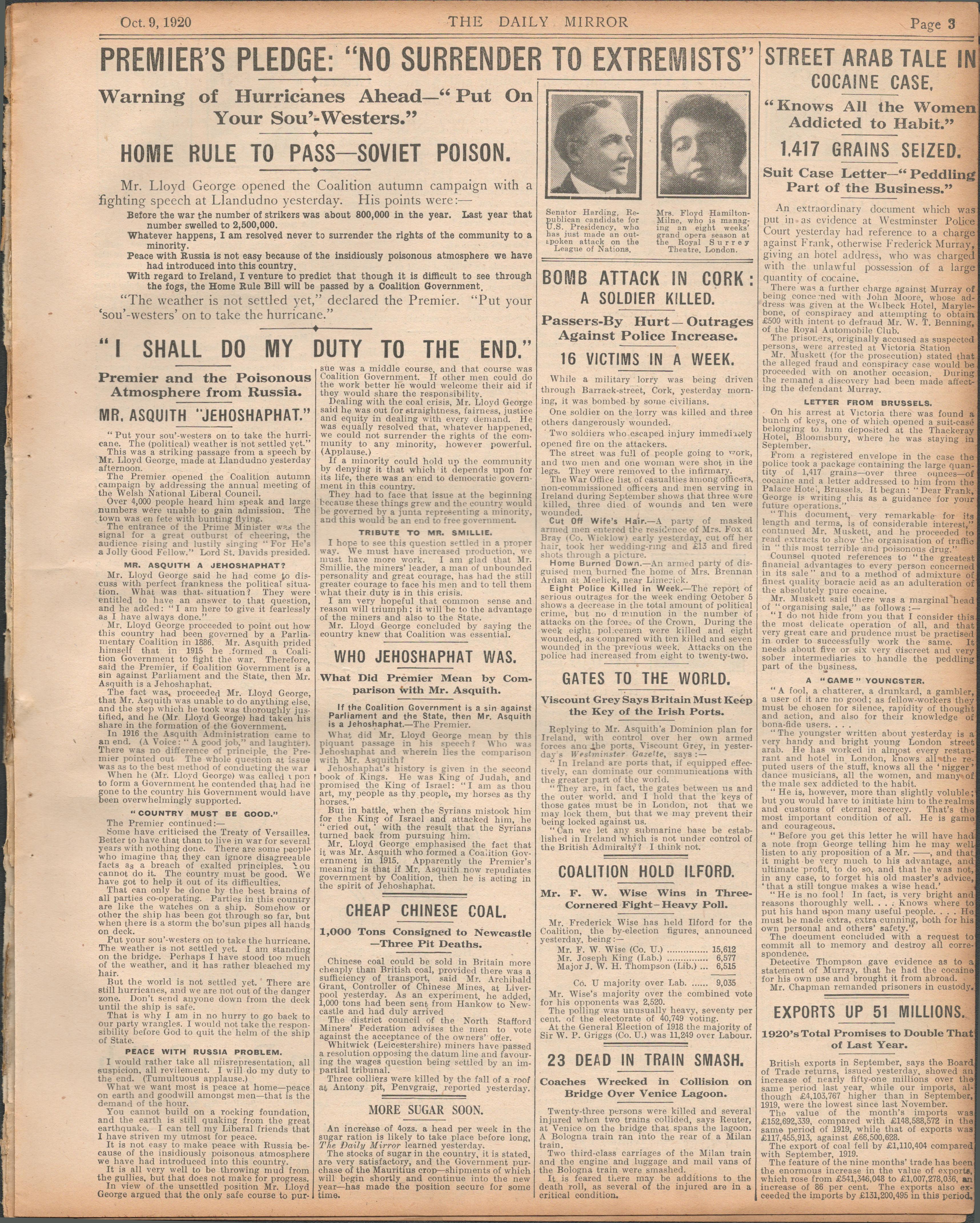 Set Of 3 Original Newspaper Each With The Irish War Of Independence News Reports (2) - Image 2 of 3